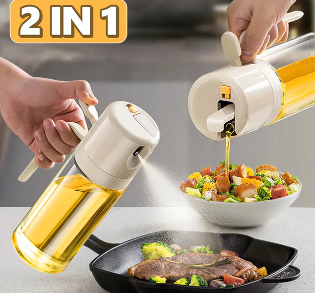 2 In 1 Oil Sprayer Bottle BBQ Cooking Oil Dispenser Olive Oil Pourers Sprayer Kitchen Baking Oil Mister Vinegar Bottle