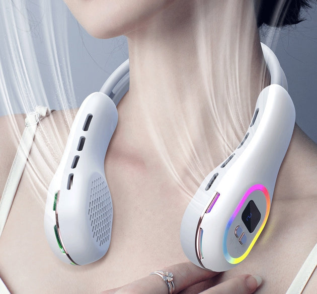 Silent Mini Usb Bladeless Ambience Light Hanging Neck Fan Summer Gadgets