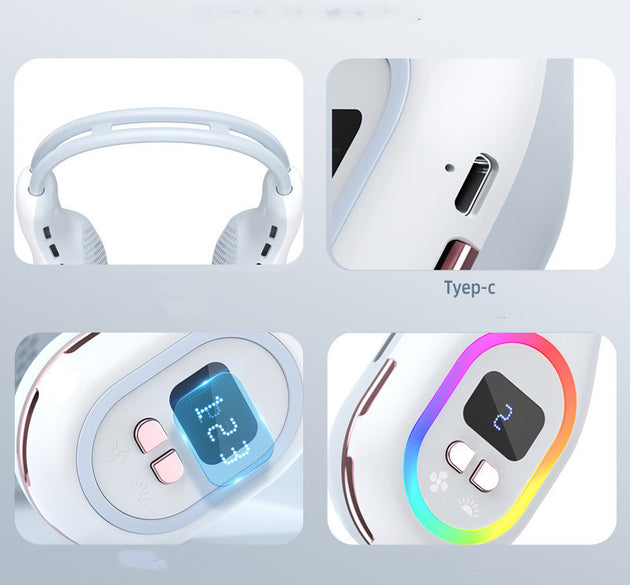 Silent Mini Usb Bladeless Ambience Light Hanging Neck Fan Summer Gadgets